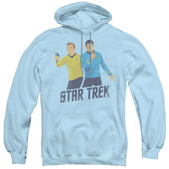 Star Trek Phasers Ready Adult Pullover Hoodie Sweatshirt Light Blue