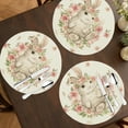 thumbnail image 6 of Easter Round Placemats, 15.7 Inch Colored Buffalo Plaid Bunnys Flowers Spring Round Table Mats for Easter Party Dining Decoration, 6 of 6
