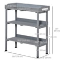 thumbnail image 2 of Outdoor Garden Wooden Potting Bench Work Station Table Tool Storage Shelf w/ Hooks, Grey, 2 of 7