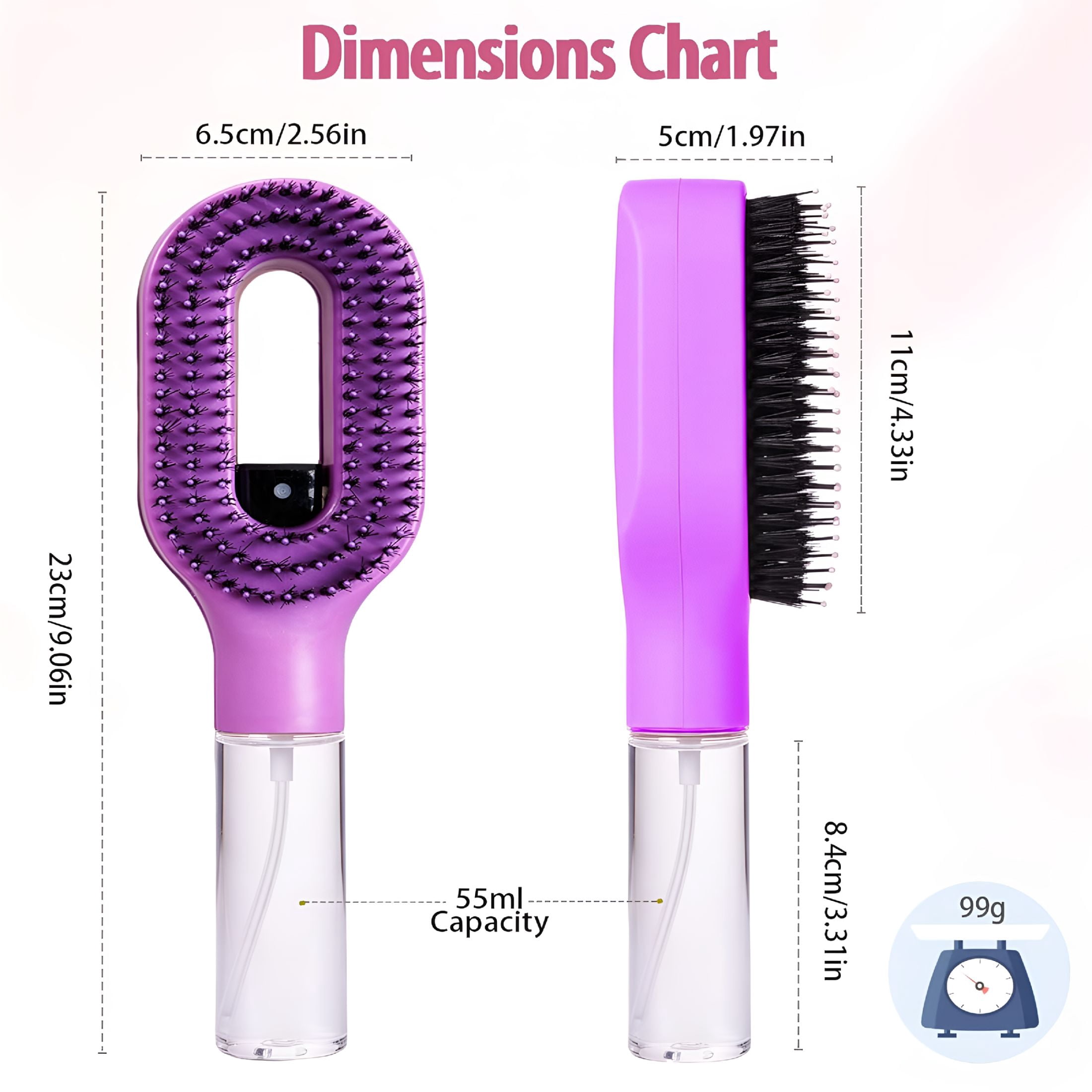 ACDANC Hair Brush with Water Spray Mister-2-In-1 Detangling Brush with Built-In Fine Mist,Portable Wet&Dry Styling Tool for Smooth,Frizz-Free Hair-Quick Refresh for Women&Girls On-The-Go