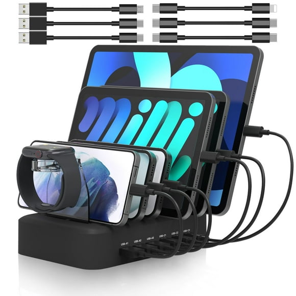 Estación de carga MSTJRY de 90 W y 6 puertos USB C Fast para múltiples dispositivos