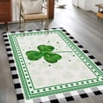 thumbnail image 2 of 3'x5' Rug for Living Room Bedroom, St. Patrick's Day Washable Area Rugs Non-Slip Carpet Mats, Spring Green Shamrock Black White Plaid Indoor Low Pile Area Rug Runner for Kitchen, Mudroom, 2 of 8