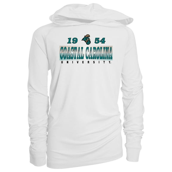Youth Garb White Coastal Carolina Chanticleers Marley Long Sleeve Raglan Hoodie Sunshirt