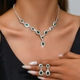 thumbnail image 3 of SmartBy 1 Set Wedding Necklace And Earrings Women Retro Rhinestone Jewelry Set Faux Gem Necklace Earrings Valentine's Day Gift for Wife Her, 3 of 7