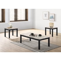 Beautiful White and Black Faux Marble 3-Piece Coffee Table Set with Living Room Furniture - Contemporary