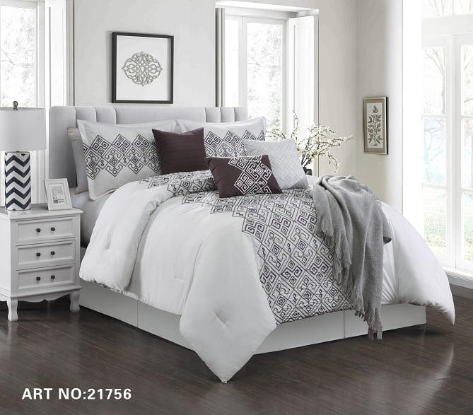 Unique Home 7 Piece Collection Comforter Set Abstract Square