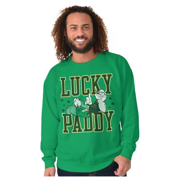 Popeye St Patricks Lucky Paddy Men's Crewneck Sweatshirt Brisco Brands S