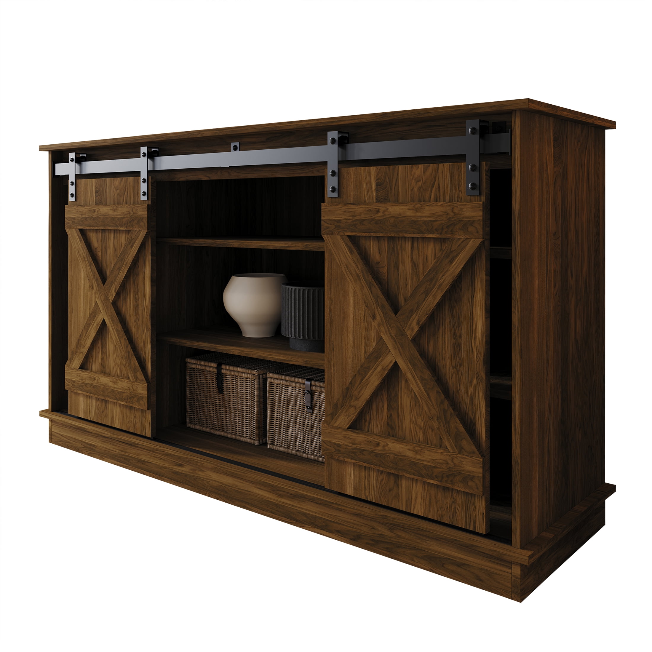 Castle Place Vintage 54" TV Stand Console for TVs up to 65", Brown