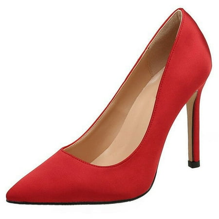 

YCNYCHCHY 2022 Sexy New Ladies Pointed Toe Work High Heels Silk Banquet Stiletto Pumps Large Size Women Professional Casual Shoes
