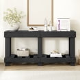 thumbnail image 2 of Euroco 63" Long Console Table, Wood Entryway Table with Plank Under-Shelf and 6 Reinforced Legs, Sofa Table for Hallway Living Room,Black, 2 of 7