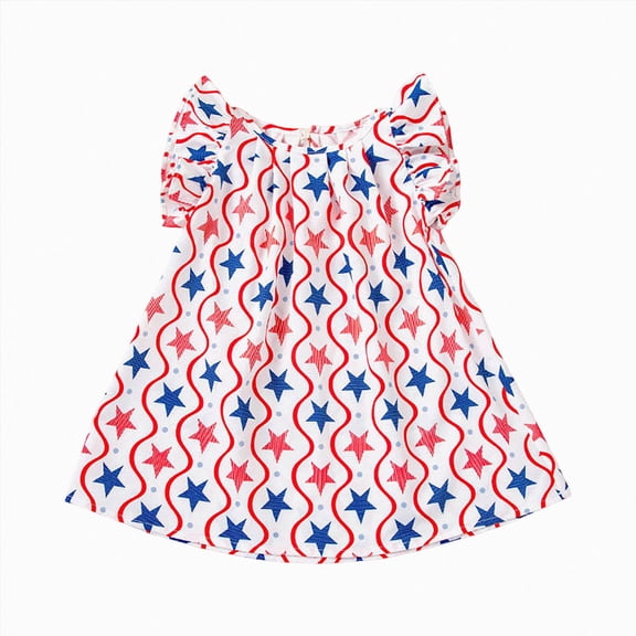 CAUYDY 1T 2T 3T Toddler Girls 4th of July Clothes 4T 5T 6T Kids Girl Outfit Baby Stars Stripes Sleeveless Dress Independent's Day Suit Children's Gift (Sizes 12-18 Months,Red)