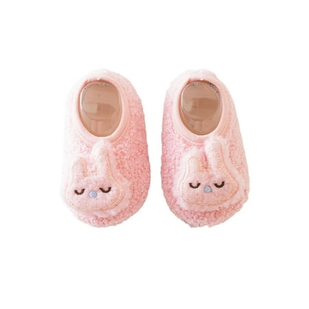 

Frontwalk Newborn Floor Socks Cartoon Crib Shoe First Walker Warm Shoes Indoor Cozy Fleece Slipper Baby Soft Sole Sock Slippers Pink Rabbit 8toddlers