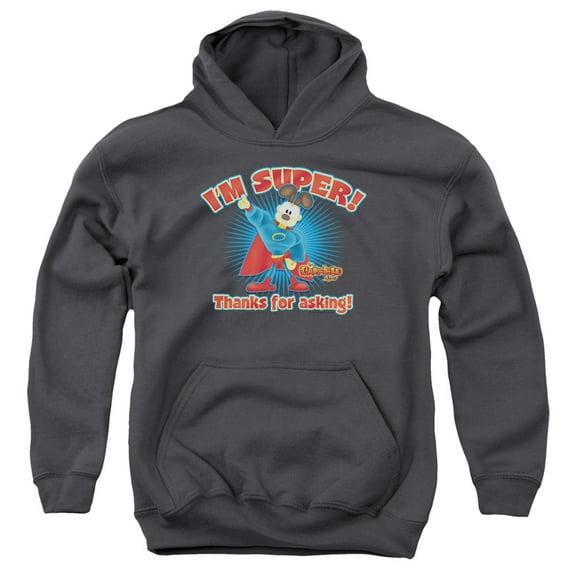 Garfield Super Youth Pullover Hoodie Sweatshirt Charcoal