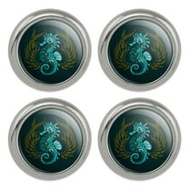 Blue Seahorse with Kelp Metal Craft Sewing Novelty Buttons - Set of 4