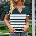 thumbnail image 3 of Camisetas de Cuello Redondo Botón de Impresión de la Moda de Manga Corta de las Mujeres, Poliéster Spandex, 3 of 5