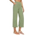 thumbnail image 3 of VBVC Women's High Waisted Linen Blend Capri Pants , Wide Leg Cropped Palazzo Pants For Women , Ladies' Casual Summer Culottes with Pockets,Green,S-2XL, 3 of 8