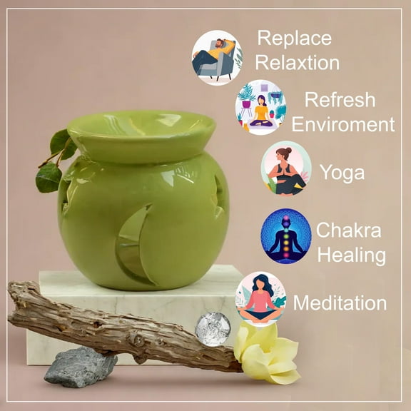 Abhandicrafts Ceramic Tealight Oil Burner Essential Incense Aroma Diffuser Home Décor Christmas Housewarming Gift