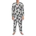 thumbnail image 3 of Naloa Hawaii Palms Men’s Pajamas Set - Long Sleeve Button Down Sleep Shirt and Pajama Bottoms Sleepwear Set-, 3 of 7