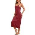 thumbnail image 4 of Noche de inspiración para mujeres, camisón ajustable con tirantes de espagueti, vestido de dormir de modal en color rojo, 4 of 6
