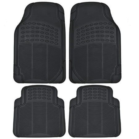 4pc Ridged Heavy Duty Rubber Floor Mats for FORD FIESTA (Black (Ford The Best Never Rest Floor Mats)
