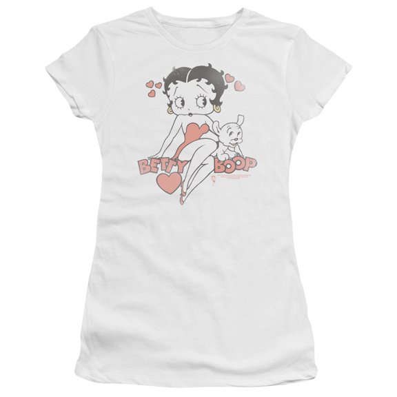 Betty Boop - Classic With Pup - Juniors Teen Girls Cap Sleeve Shirt - X-Large