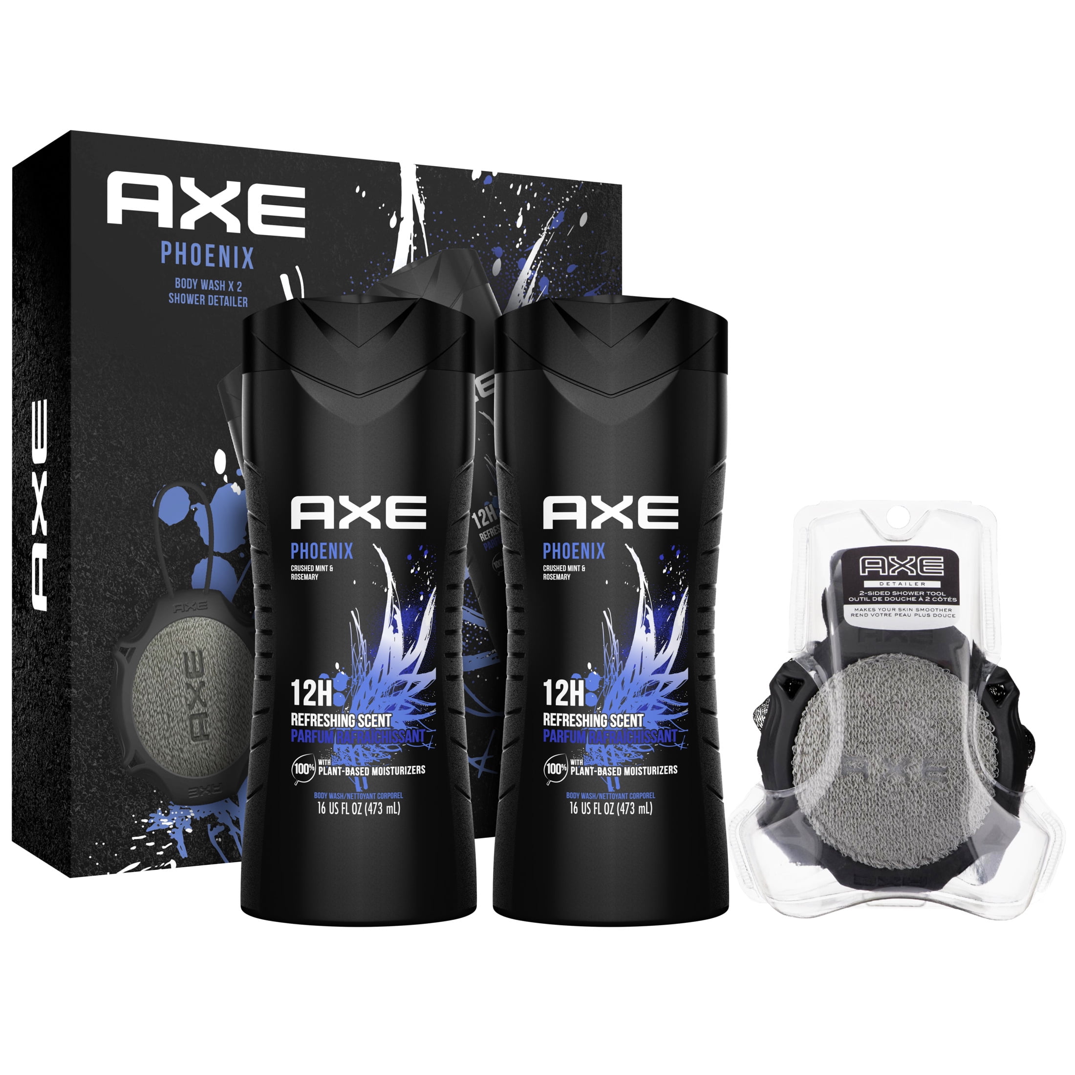 ($14 VALUE) AXE Phoenix Body Wash Gift Set With Shower Tool, 3 Pack