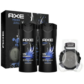 ($14 VALUE) AXE Phoenix Body Wash Gift Set With Shower Tool, 3 Pack