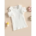thumbnail image 3 of xiaxaixu Chemises pour Enfants, Manches Courtes Col Rond Tricot Fête de Rue Décontracté Découpe Printemps Été Hauts pour Filles, 3 of 8