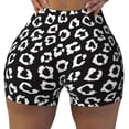 thumbnail image 2 of Haiem Black Leopard No Front Seam Biker Shorts for Women Yoga Workout Gym Bike Shorts with Tummy Control Moisture-Wicking-Small, 2 of 9