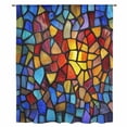 thumbnail image 2 of Blue Red Yellow Sheer Curtains 45 Inches Long, Modern Colored Rainbow Stained Glass Light Filering Curtains, Breathable Simi Curtain Privacy Drapes for Kitchen Bathroom Small Window Treatment, 2 of 9