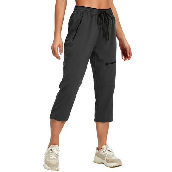 Women Capri Pants Stretch Casual Lightweight Quick Dry Combat Trousers Multi Pockets Joggers