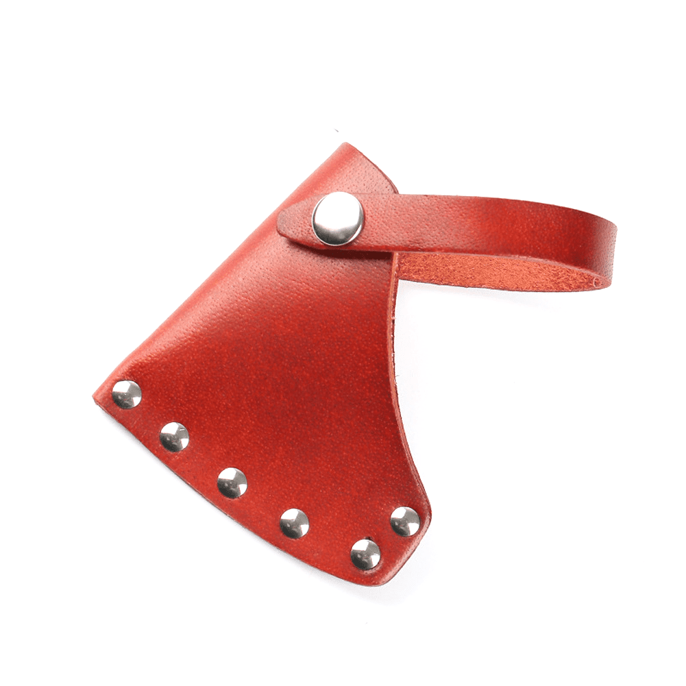 GRIMPEX Red Cowhide Axe Protective Case Axe Hatchet Head Sheath Protect Cover Waist Pack Carrier Storage Pouch for Outdoor Work Tools B