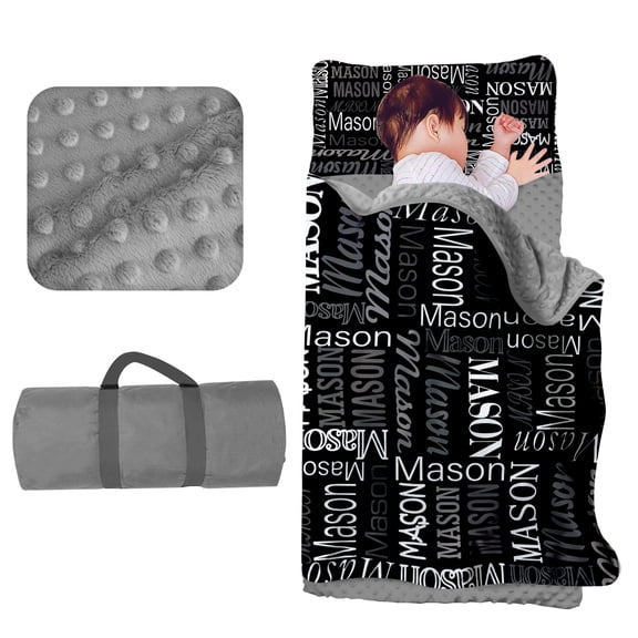 Kainsy Personalized Toddler Nap Mat for Daycare - Evulum Kids Sleeping Bag with Pillow and Blanket for Preschool Kindergarten, Custom Name Monogrammed Nap Mats Easy Carry