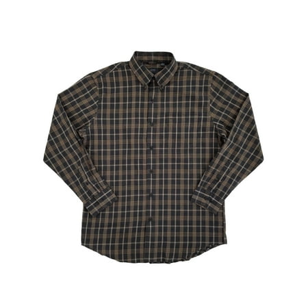 Heritage Plaid Shirt - Mens Black & Brown Plaid Heritage Twill Button-Front Shirt