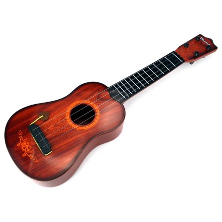 Dream Voice Acoustic Ukulele Childrens Kids Toy Guitar Instrument w/ 4 Steel Strings Tuning Knobs Integrated Guitar Pick