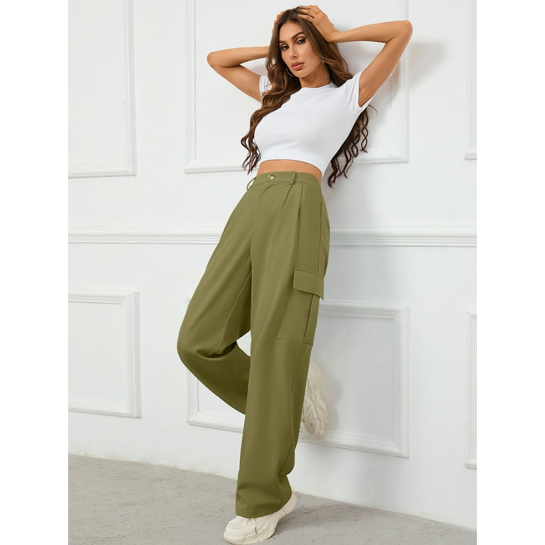 Chiclily Women's Wide Leg Pants High Waisted Cargo Pants Chiclily Women's Wide Leg Pants High Waisted Cargo Pants