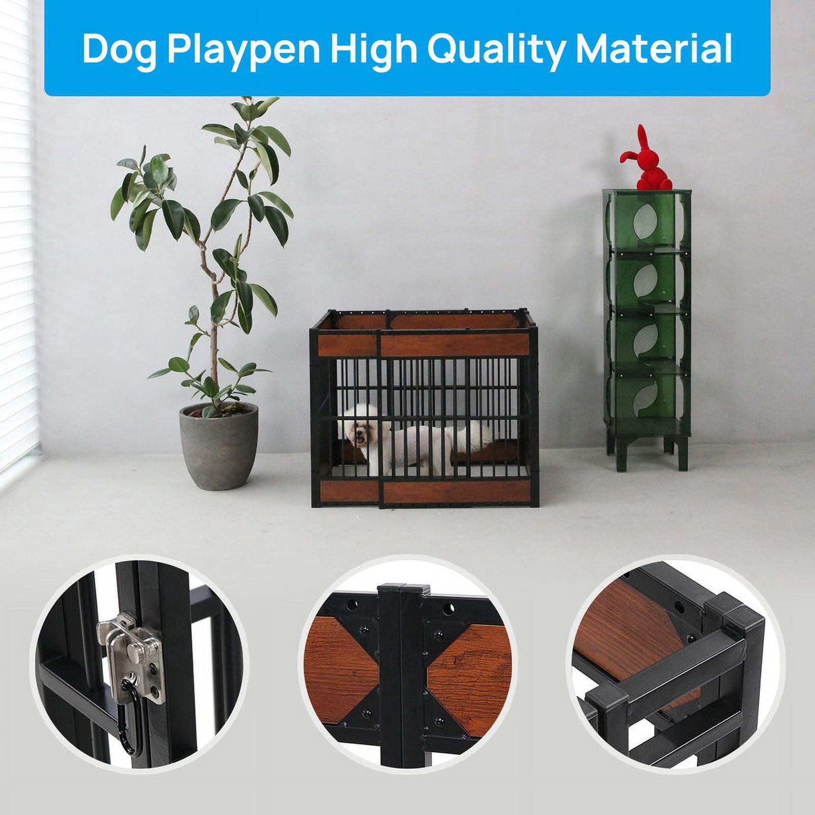 Walnest Dog Playpen,31.5" Height Dog Pen,6 Panels Dog Fence Exercise Pen with Doors, Heavy Duty, Safe and Sturdy Pet Puppy Playpen for Indoor and Outdoor Use