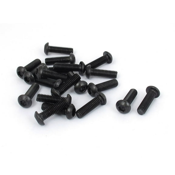 Unique Bargains M6 x 20mm Alloy Steel Hex Socket Button Head Machine Screws Black (20-pack)
