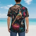 thumbnail image 4 of Rateoe Colorful Rose Bird Pattern Men’s Hawaiian Shirt – Short Sleeve Button-Down Tropical Beach Shirt, Lightweight & Breathable Casual Aloha Shirt with Pocket,Small, 4 of 7