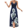 thumbnail image 2 of SMihono Robe Maxi Bohème d'Été pour Femmes Grande Taille Robe Maxi Asymétrique pour Femmes Décontractée à Col en V d'Été à Fleurs Sans Manches Robes de Plage Évasées Robe d'Été, 2 of 8