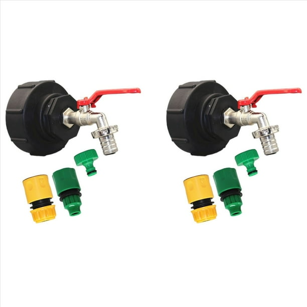 2X Grifo de Salida IBC Adaptador IBC de 3/4 Pulgadas S100x8 Válvula de Salida de Bola IBC de Latón Salida de Grifo Accesorios para Tanque de Barril de Lluvia