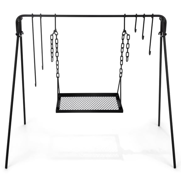 Bruntmor Portable Cast Iron Outdoor Swing BBQ & Campfire Cooking Stand