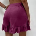 thumbnail image 5 of Summer Lounge Shorts for Women Wide Leg Ruffle Hem Flowy Comfy Pants High Waisted Solid Casual Shorts with Pockets, 5 of 6