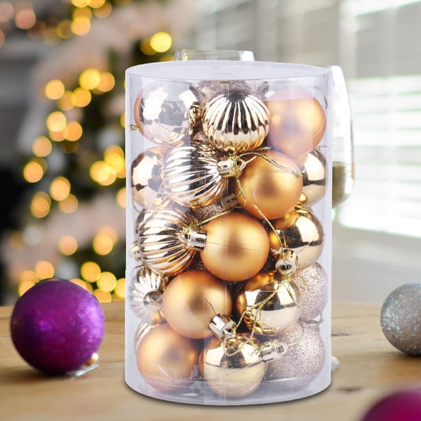 34x Bos de Navidad inastilbles Colgantes decorativos Colgantes Adornos de Navidad de bricoje Conjunto para año Nuevo Fiesta festiva Aversario Oro Colco Colgantes Bolas