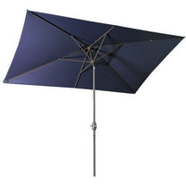 Rectangular Patio Umbrella 6.5 ft. x 10 ft. with Tilt, Crank and 6 Sturdy Ribs for Deck, Lawn, Pool in NAVY BLUE