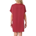 thumbnail image 3 of INSPIRE CHIC Women's Valentines Day Nightgown V Neck Soft Short Sleeve Loungwear Thigh Length Sleepdress S Red, 3 of 6