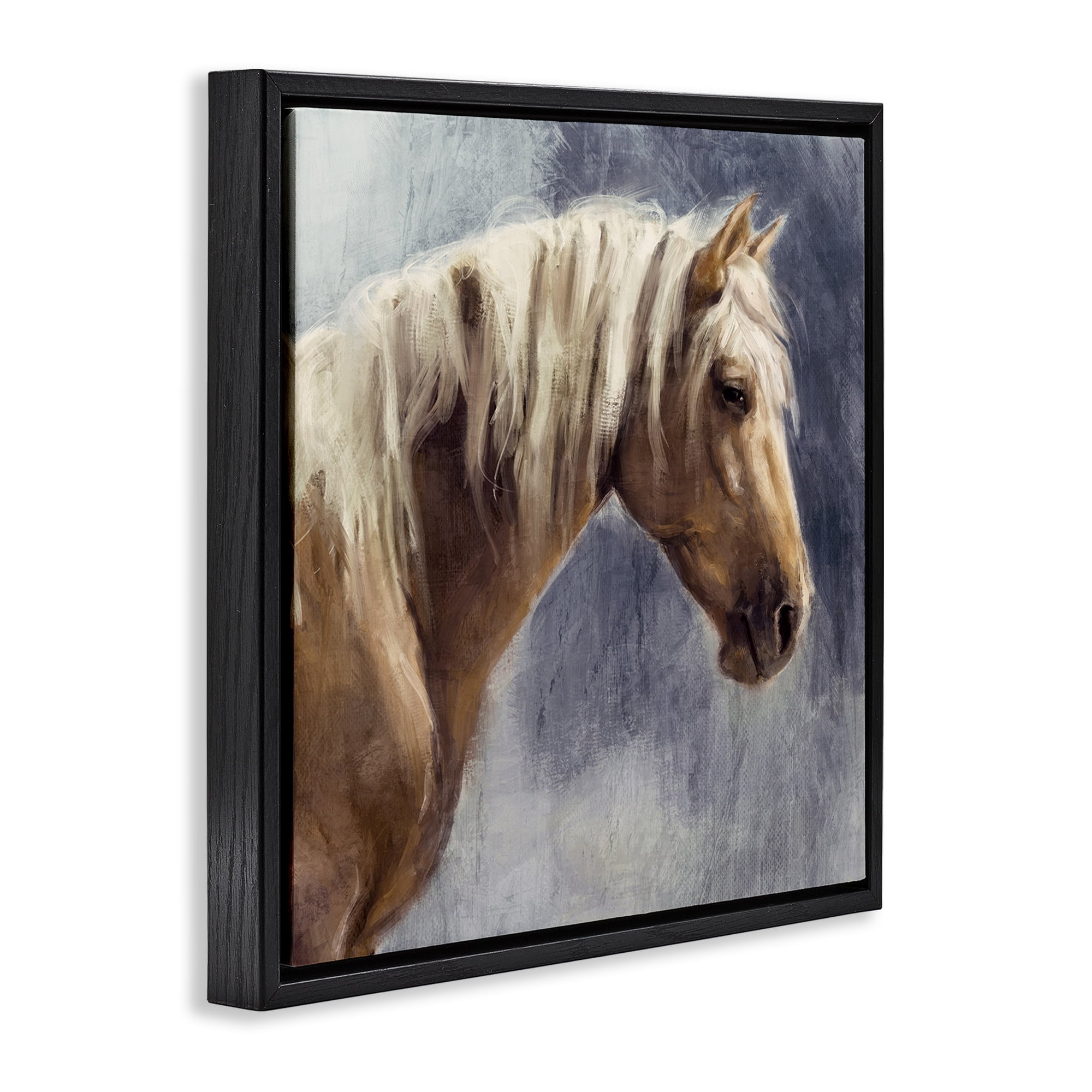 Stupell Industries Golden Boy Horse Animals & Insects Painting Black Floater Framed Canvas Art Print Wall Art, 25 x 25