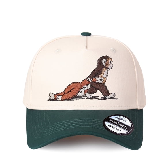 Vergiac Monkey Embroidered Color Block Trucker Hat, Unisex Adjustable Cotton Breathable Fashion Cap for Travel Daily Outdoor Wear