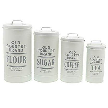 Barnyard Designs Decorative Nesting Kitchen Canisters with Lids Galvanized White Metal Rustic Vintage Farmhouse Country Decor for Flour Sugar Coffee Tea Storage (Large Set of (Best Bear Canister For Backpacking)