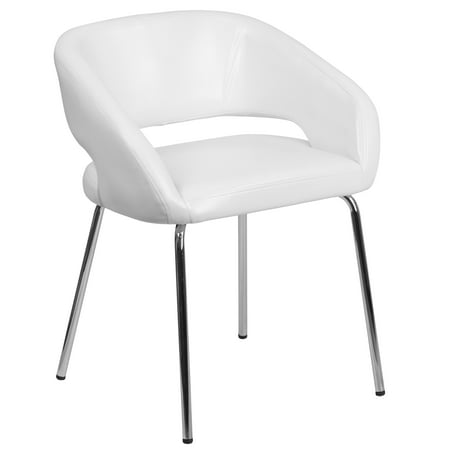 UPC: 0889142239727 | Flash Furniture Contemporary LeatherSoft Side Reception Chair with Chrome Legs White